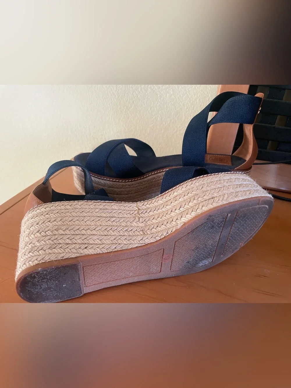 Tory Burch Navy Crisscross Espadrille Platform Sandals